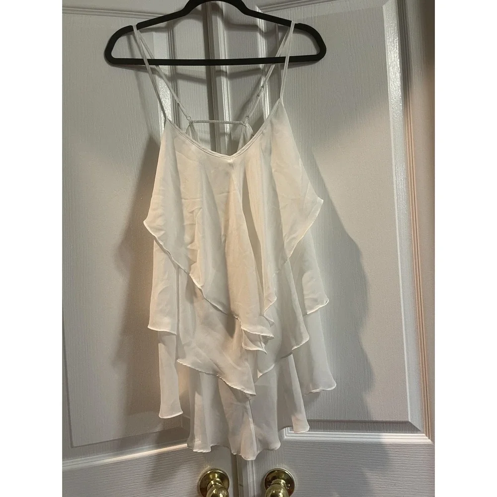 In Bloom By Jonquil Gown Womens Large White Chiffon Ruffle Babydoll Sleeveless